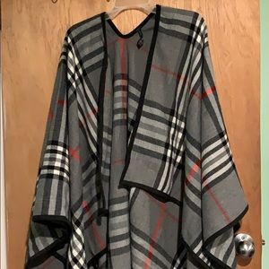 Plaid poncho